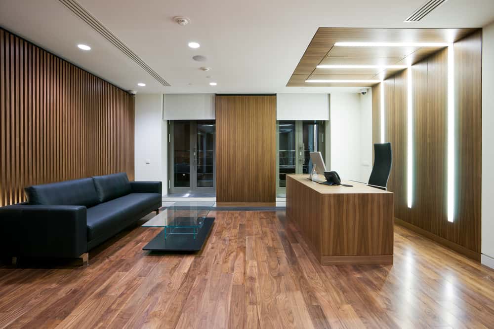 The result of a space planning project for a reception area