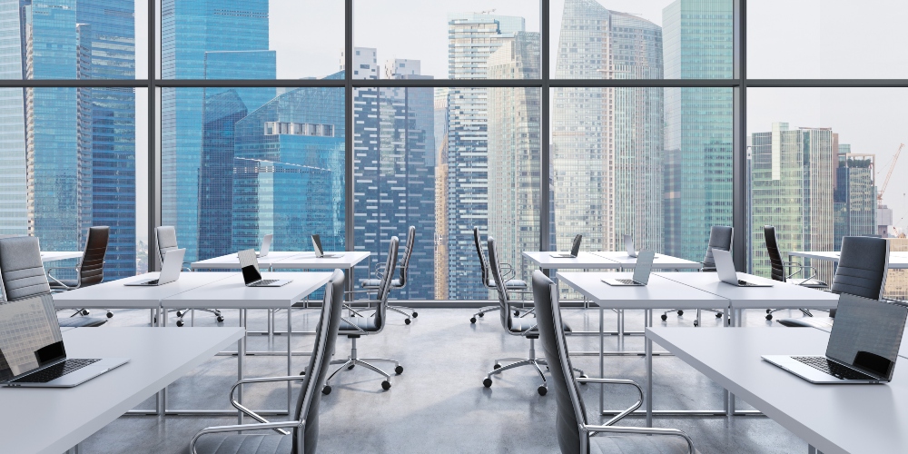 Ergonomic chairs in a high-rise office
