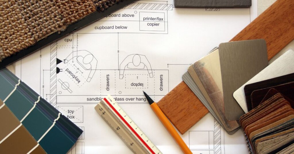 Floor plan and swatches as part of a commercial maintenace project