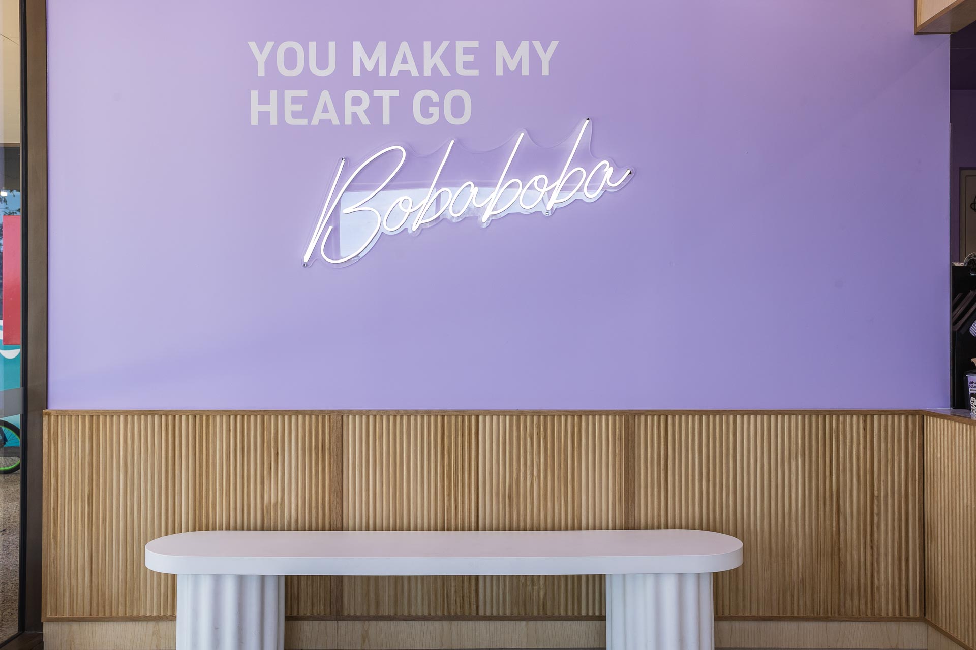 Boba Boba takeaway restaurant fitout with purple sign in Piara Waters