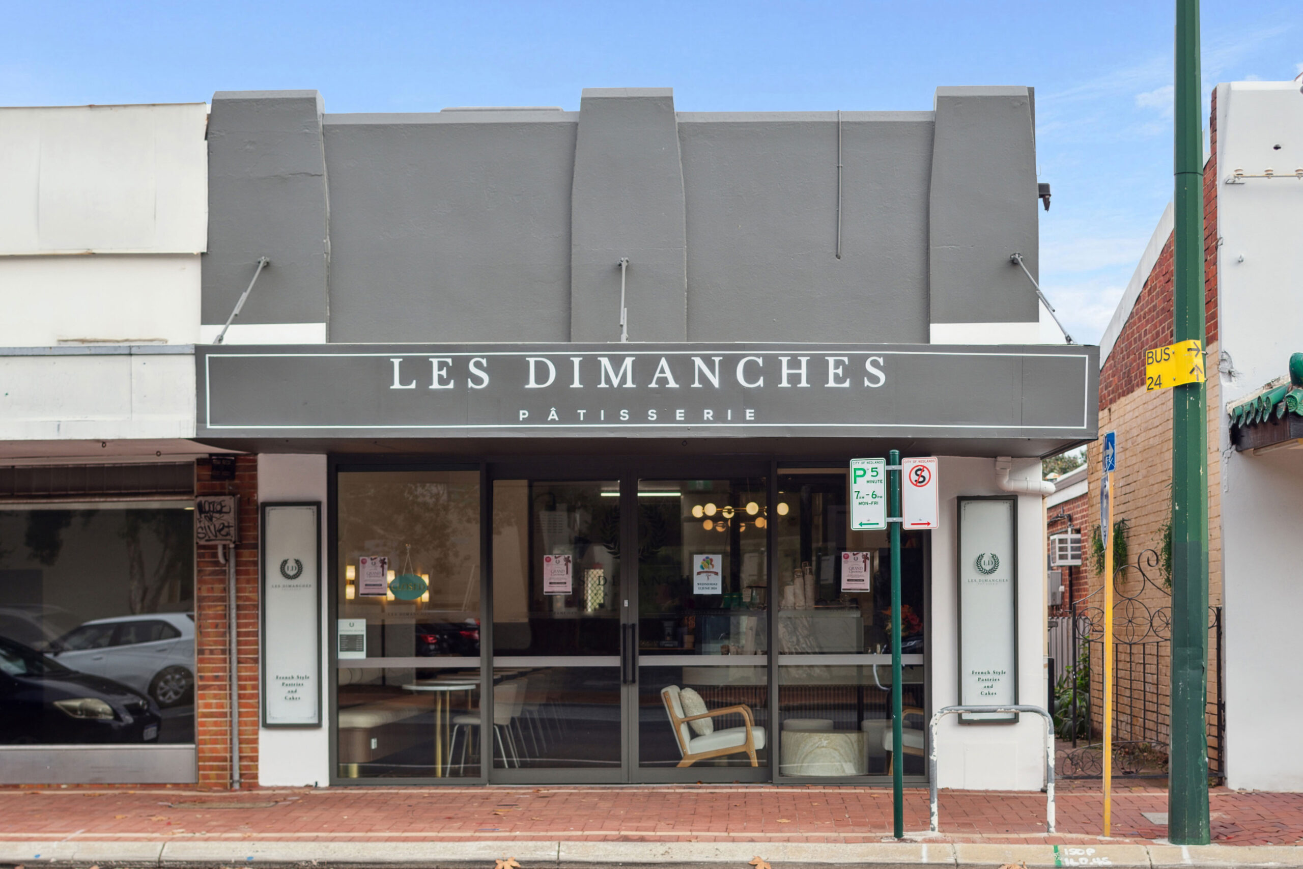 Exterior shop fitout of Les Dimanches in Nedlands, Perth